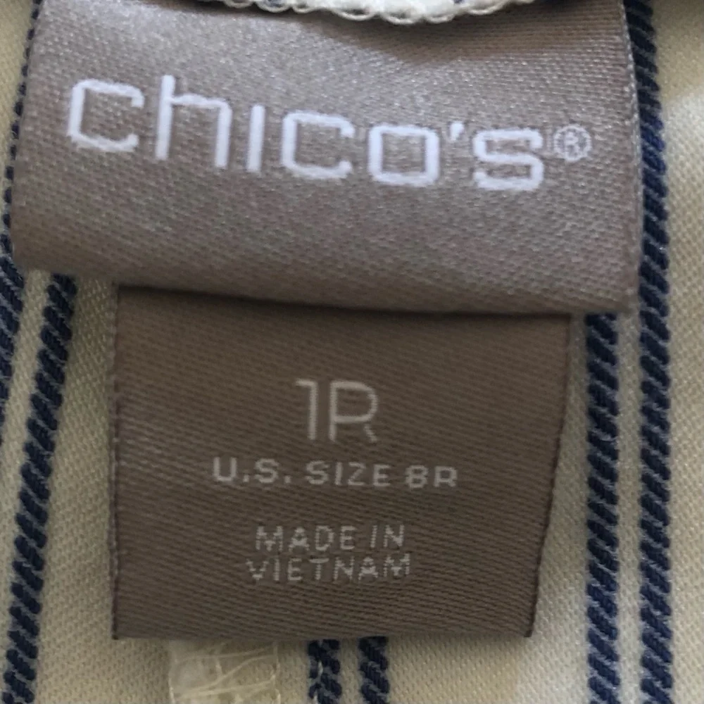 Chico/ Woman’s/Basic pull up Slit Ankle Pants / blue and white stripe / 1R-US 8R - Picture 6 of 7